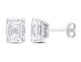 4.80 Carat (ctw) Synthetic Moissanite Emerald-Cut Solitaire Stud Earrings in Sterling Silver